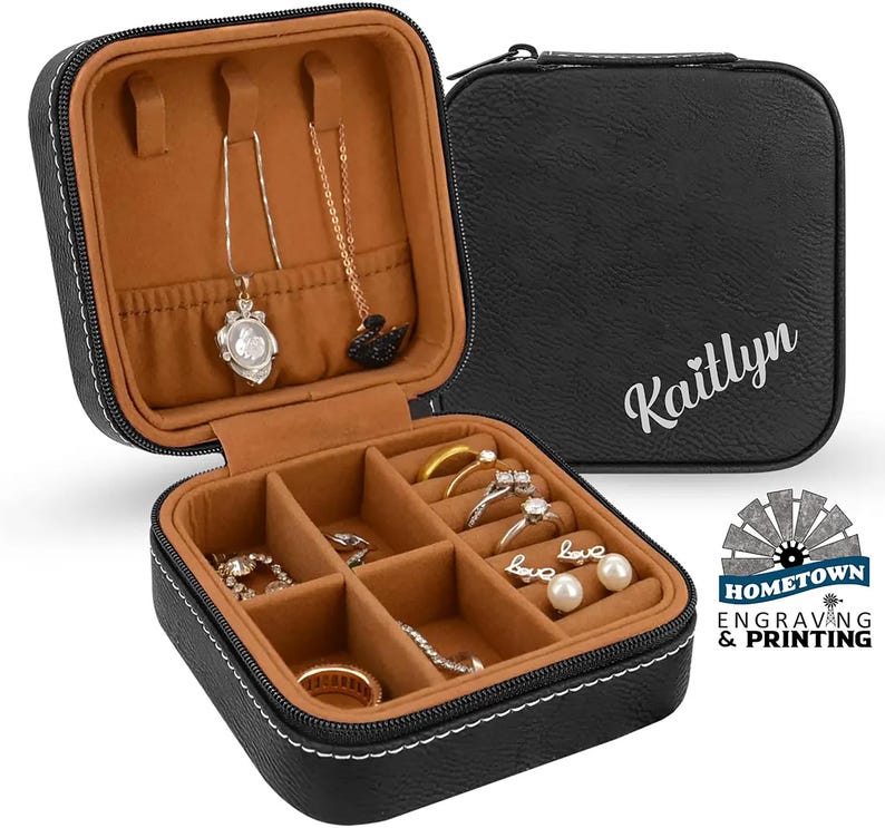 Travel Jewelry Box Personalized Gift for Her Bridesmaid Jewelry Gift Mothers Day Jewelry Gift Birthday Jewelry Gift Christmas Jewelry Gift Anniversary Jewelry Gift Engraved Jewelry Box Leatherette Jewelry Case