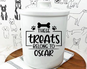 Custom Ceramic Pet Treat Containers - Personalized and Laser Engraved