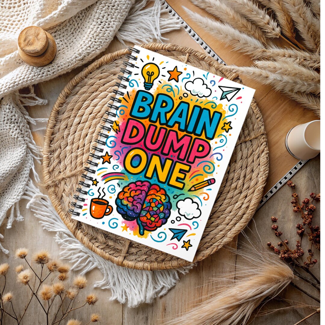 Brain Dump Spiral Notebook | Colorful Doodle Art, 118 Ruled Pages - Etsy