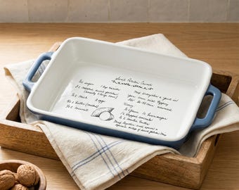 Personalized Handwritten Recipe Casserole Dish – Custom Engraved Family Recipe Keepsake Gift for Wedding, Memorial, Housewarming