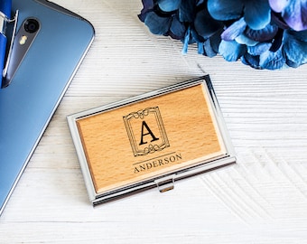 Personalized Business Card Holder | Custom Business Card Holder | Engraved Business Card Holder | Wood Business Card Holder