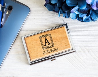 Personalized Business Card Holder | Custom Business Card Holder | Engraved Business Card Holder | Wood Business Card Holder