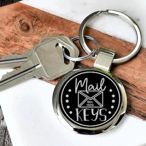 Engraved Mail Key Keychain – Personalized Mailbox Key Holder – PO Box Keychain Gift – Custom Laser Engraved Metal Key Ring