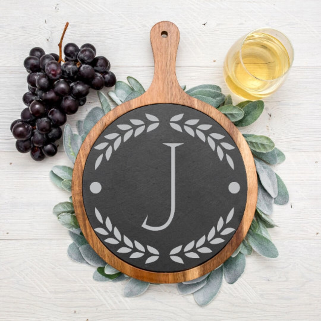 Custom Laser Engraved Acacia Wood and Slate Cutting Board, Personalized ...