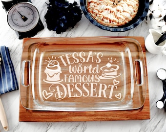 Personalized Dessert Pyrex Casserole Dish | Laser Engraved baking dish | Bakery Etched Dish | Custom Pyrex Casserole Dish | Gift for Baker