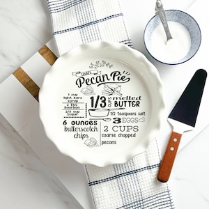 Personalized Pie Plate | Hand written recipe | Favorite Recipe Pan |  engraved baking dish | Display Pie Pan | Bridal shower gift | 9 inch