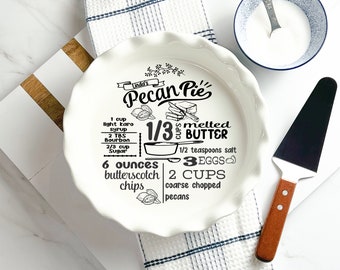 Personalized Pie Plate | Hand written recipe | Favorite Recipe Pan |  engraved baking dish | Display Pie Pan | Bridal shower gift | 9 inch
