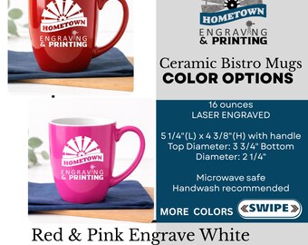 Personalized Bistro Mug | Large 16 ounce mug | 16oz | Curved Mug with  handle | High gloss mug |Gift for her | Gift for Him