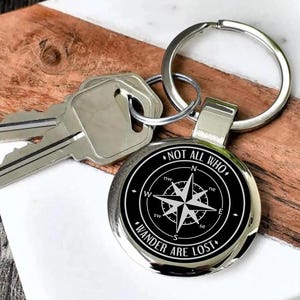 Engraved Compass Keychain | Personalized Travel Gift