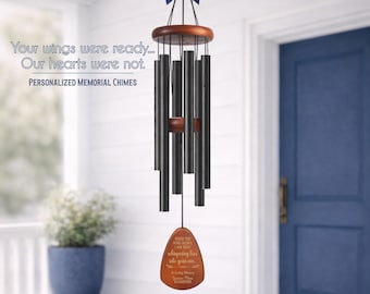 Personalized Memorial Wind Chime • In Loving Memory Gift with Angel Wings • Sympathy Gift for Loss of Loved One • Custom Name & Date