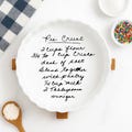 Personalized Pie Plate | Hand written recipe | Favorite Recipe Pan |  engraved baking dish | Display Pie Pan | Bridal shower gift | 9 inch