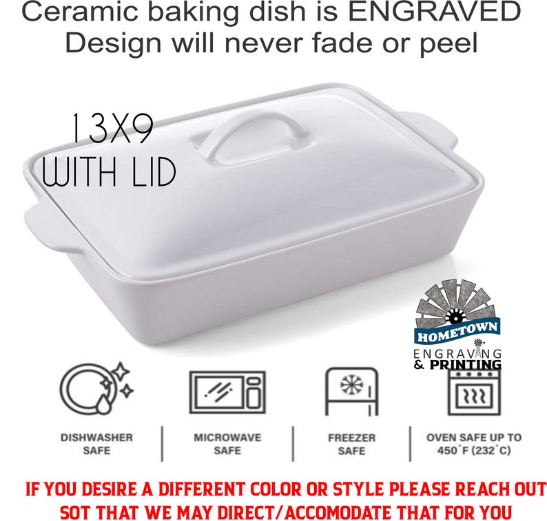 Engraved Stoneware Dish | Etched Casserole Dish | Custom Gift for Her ...
