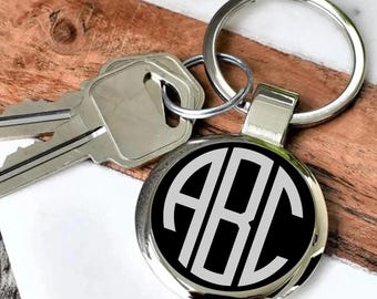 Engraved Monogram Keychain | Personalized Metal Keyring