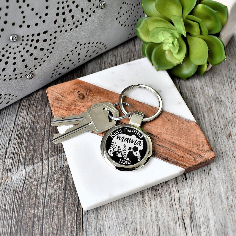 Valentines Day Mama Bear Keychain Custom Keychain For Mom Engraved Key Chain Keychain Key ChainPersonalized