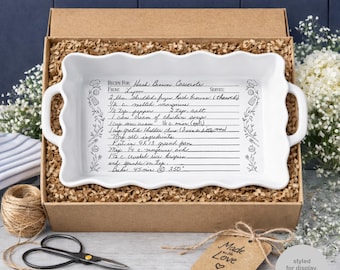 Personalized Recipe Baking Dish – Custom Family Handwriting Engraved 9x13 Casserole Gift for Grandma