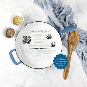 Skillet Gift – 12&quot; Pan with Family Recipe Design – Wedding or Holiday Kitchen Gift – Functional Keepsake – Available in 4 Colors