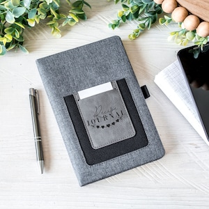 Personalized Notebook with lined pages and a cell phone pocket | Graduation Gift | Promotional Gift | Custom Journal