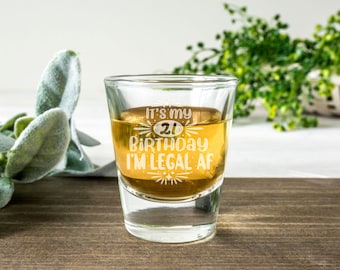 Engraved 21st Birthday Shot Glass | Custom Party Favor