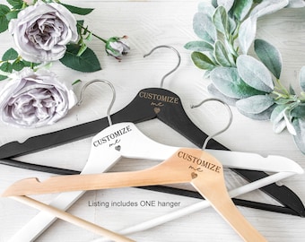 Personalized Bridesmaid Hangers | Bride Hanger for Wedding Dress | Custom Bridal Hanger | Hangers for Bridesmaids | Hangers for Wedding