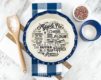 HANDWRITING GIFT | Handwritten recipe | customized pie plate | Personalized Pie Pan | recipe on pie dish |  personalized baking dish