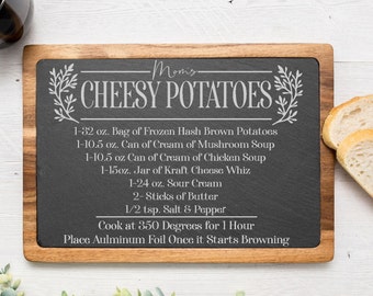 Custom Slate Recipe Cutting Board | Serving Tray With Engraved Recipe | Christmas | Fathers Day