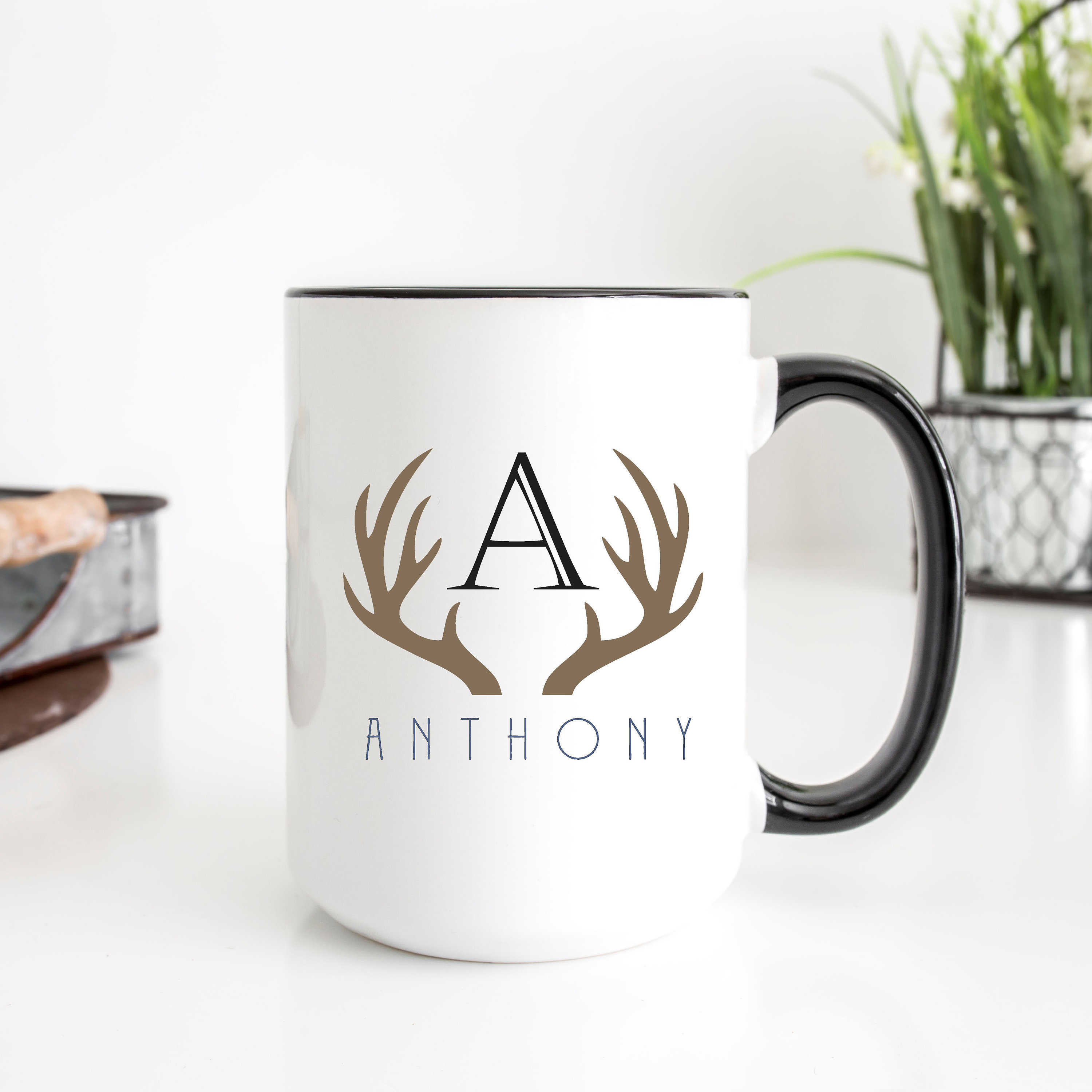 Monogram Mug for Men Personalized Printed Mug Custom Coffee Mug  Personalized Valentines Day Fathers Day 