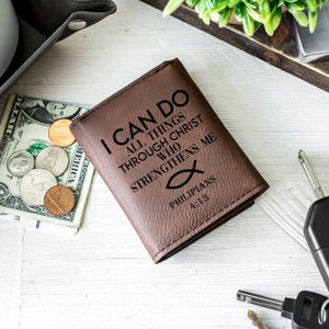 PERSONALIZED Trifold Rustic Leather Wallet Classic Billfold ID Holder Distressed Leather Cash Wallet Monogrammed Gift For Him Initials
