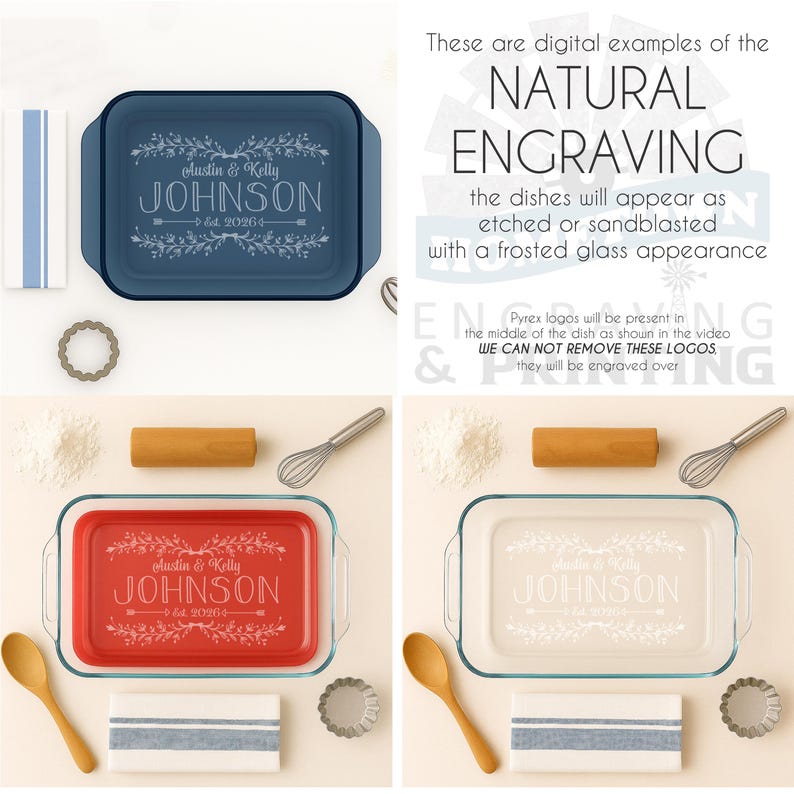 Engagement Gift Engraved Pyrex 9x13 Casserole Dish – Personalized ...