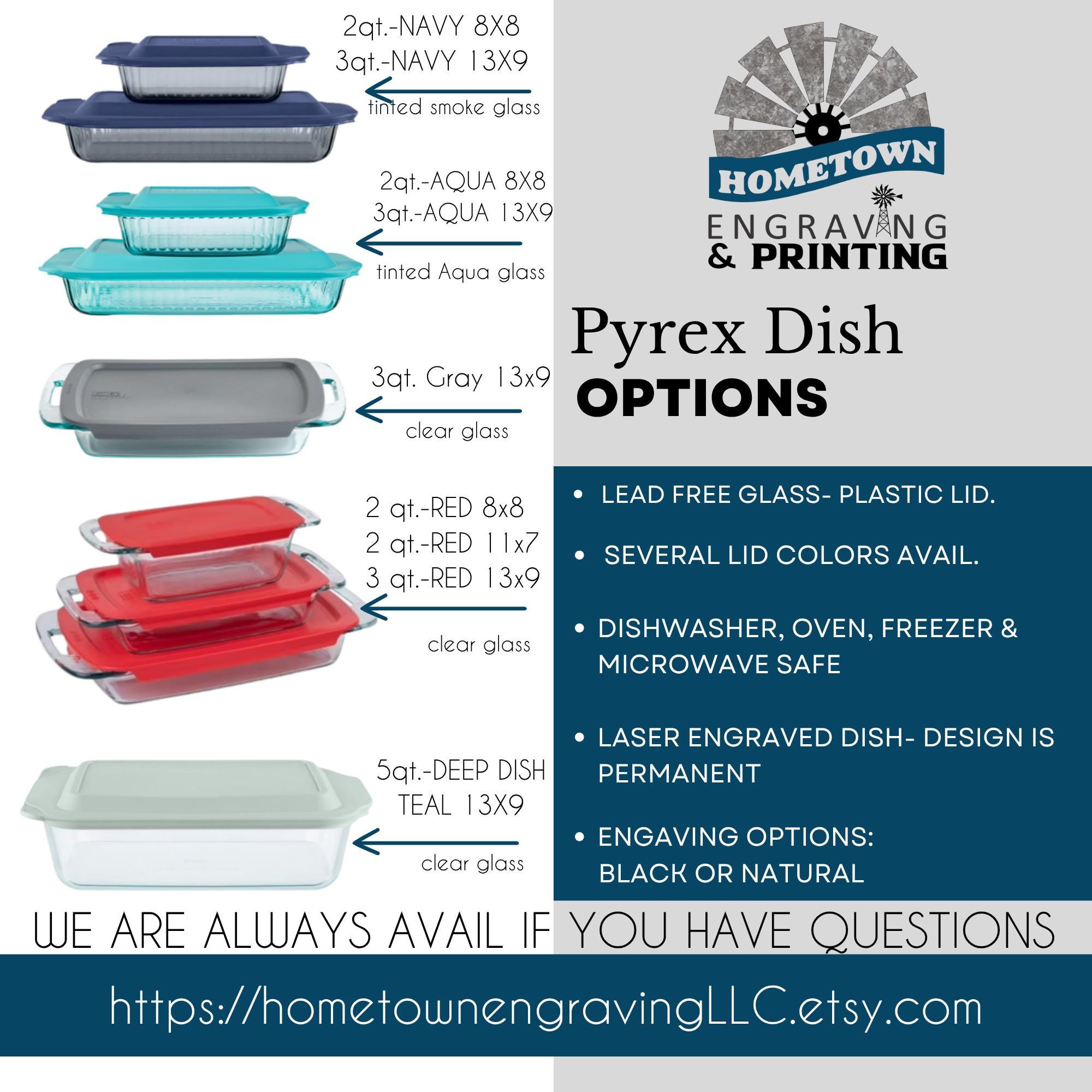Personalized Engraved Pyrex Baking Dish | Etched Casserole Pan | Custom ...