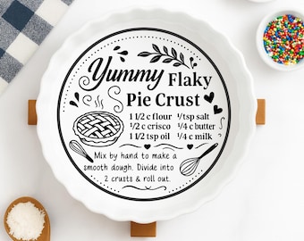 Engraved Pie Plate – Yummy Flaky Crust Recipe, Farmhouse Baking Dish