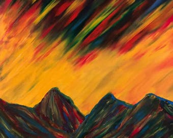Sky is Falling Finger Painted Original Oil Painting Matt Kinnaman MKINNAMANART