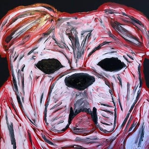 Bulldog Finger Painted Oryginalny obraz olejny Matt Kinnaman MKINNAMANART MKART Wykonany na zamówienie Oryginalny niedostępny