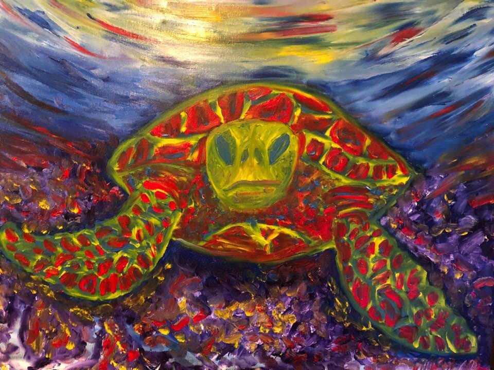 Hawaiian honu painting - Etsy 日本