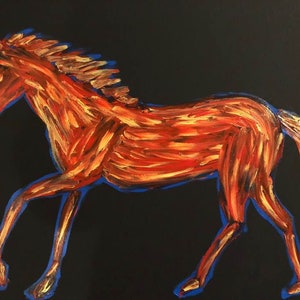 Mustang Palcami Malowany Oryginalny Obraz Olejny Matt Kinnaman MKINNAMANART