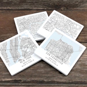 City Maps Coaster Set, Street Maps, Stone Coasters, Personalized Coasters, Map Art, Map Gift, Your City, Any City, Any Town, Custom Map image 3