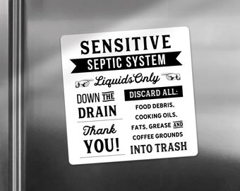 Sensitive Septic System Airbnb Magnet, Retro Style Sign, Liquids Only Sign, House Rules Magnet, VRBO, Fridge Magnet