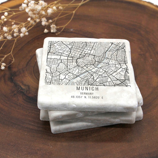 Single Tumbled Stone City Maps Coaster, Street Maps, Personalized Coasters, Map Art, Map Gift, Your City, Any City, Any Town, Custom Map