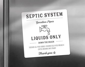 Septic System Sensitive Pipes Airbnb Magnet, Liquids Only Sign, House Rules Magnet, VRBO, Fridge Magnet
