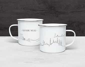 Istanbul Skyline Camp Mug, Turkey Gift, Personalized, Campfire Mug, Enamel Coffee Mug, Ceramic Mug, Travel Gift, Souvenir Mug