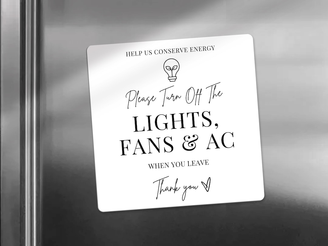 Turn off Light, Fans, AC Airbnb Magnet, House Rules Magnet, Airbnb ...