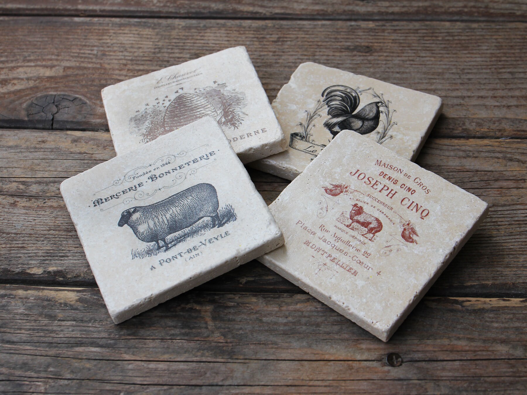 French Country Coaster Set Tile Coasters Drink Coasters Etsy