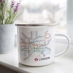 Tazza da campeggio personalizzata con mappe della metropolitana, tazza con mappa, tazza da falò, tazza da caffè smaltata, tazza in ceramica, tazza personalizzata