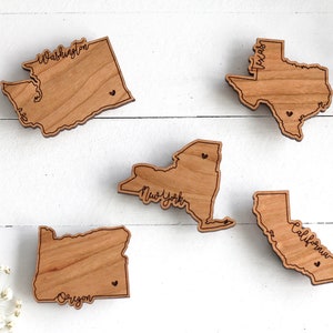 Your State Wooden Magnet, 50 States Wooden Magnet, Engraved Magnet, Personalized Wooden Magnet