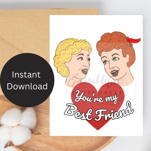 Me encanta la tarjeta de cumpleaños de Lucy y el sobre Descarga instantánea Tarjeta imprimible 5x7 Tarjeta de mejor amigo