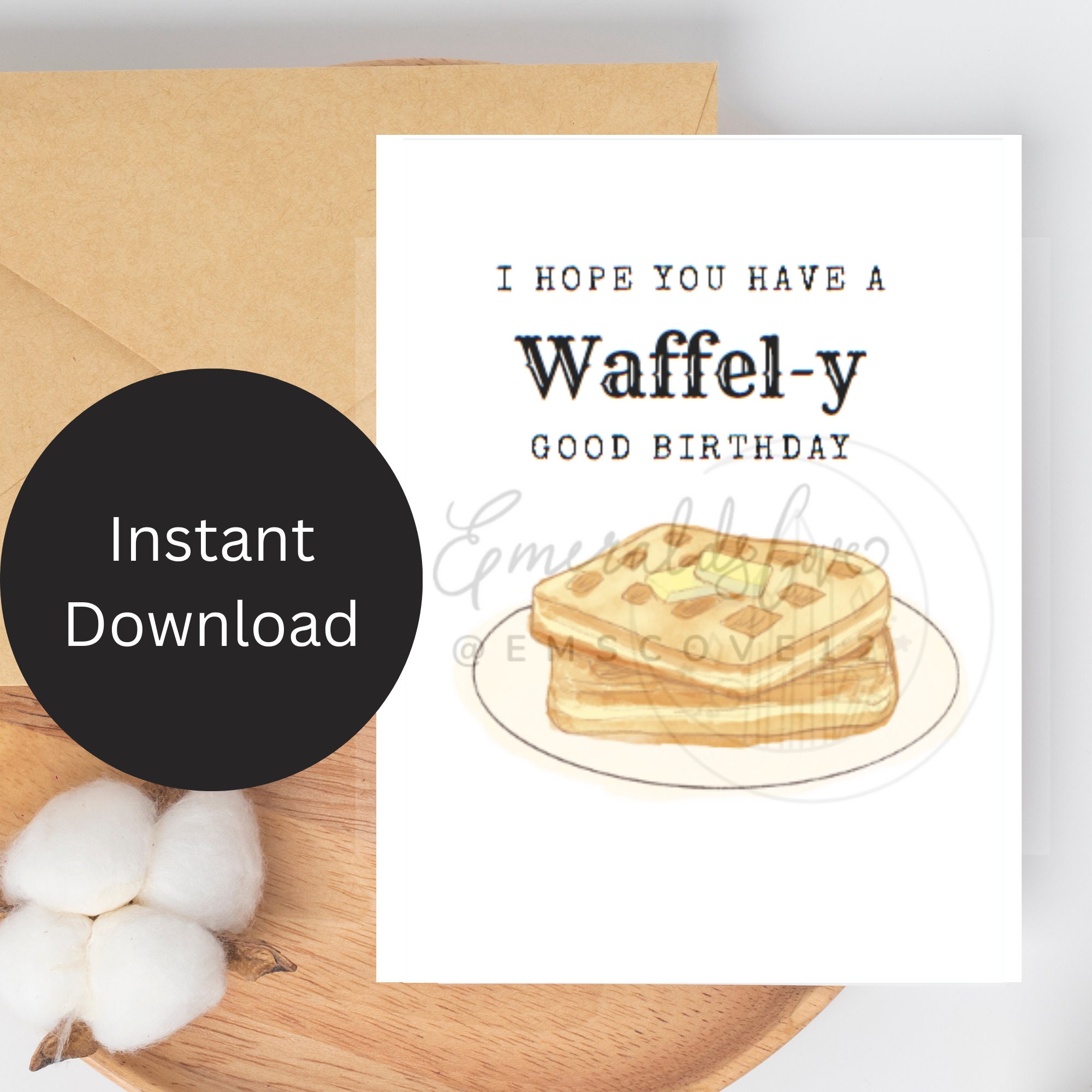 Waffle Printable Birthday Card Printable Birthday Card Digital Card Waffle Printable Birthday Card Printable Birthday Card Digital Card