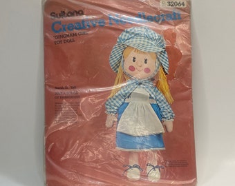 Vintage Sultana Creative Needlepoint Kit, Gingham Girl, Kit #32064, Vintage Cross Stitch, 23" Doll Sewing Kit, Creative Embroidery, NIP