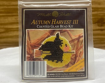 Vintage Mill Hill Autumn Harvest, Witch, Ornament Kit, Halloween Ornament, Counted Glass Bead Kit MHA1117, Happy Halloween, NIP