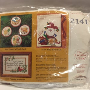 The Creative Circle, Christmas Nature's Wonderland Kit, Vintage Counted Cross Stitch,Nancy Carter, 2141, Christmas Animals, New in Package image 1