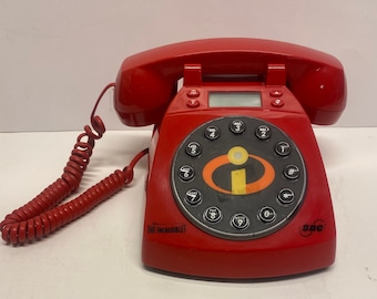 Vintage The Incredibles Phone, Red Touch Tone, SBC Disney, Pixar, Push Button Phone, Landline Phone, Desk Telephone, Tested and Works 2500DI
