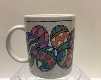 Vintage Easter Egg Mug, Vintage Coffee Mugs, Happy Easter, Easter Parade Mug, Coffee Cups, Colorful Easter Eggs, Easter Bunny Eggs